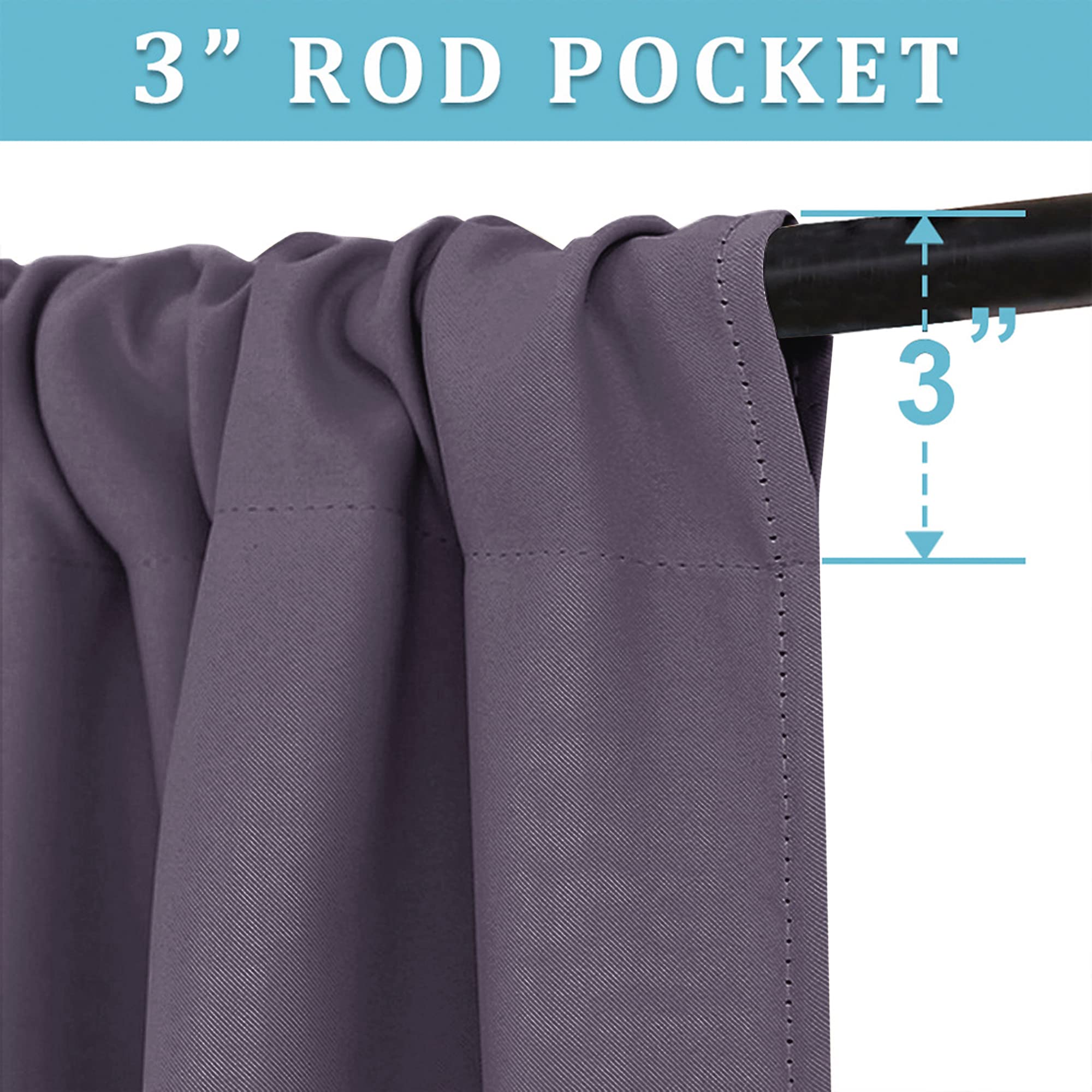 RYB HOME 54 inch Blackout Curtains for Living Room Bedroom, Rod Pocket