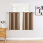 ChrisDowa Small Window Curtains for Kitchen and Bedroom - Grommet Short Thermal Insulated Room Darkening Curtains (2 Panels, Cappuccino, 52 x 36 Inch)