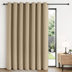 Joydeco Blackout Patio Sliding Door Curtains 84 Inches Long, Grommet Privacy Room Divider Curtains, Extra Wide Thermal Blackout Drapes for Bedroom Living Room (Light Beige, 60Wx84L, 1 Panel)