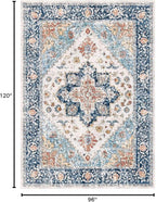 SERISSA 8x10 Washable Non Slip Boho Area Rug for Living Room，Blue Orange