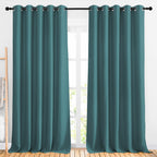NICETOWN Blackout Room Divider Curtains 118 inches Long 2 Panels, Grommet Sliding Door Curtains Solid Window Treatments Sound Reducing for Living Room, W66 x L118, Sea Teal