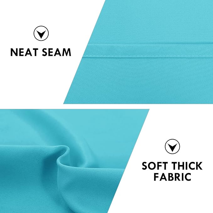 DWCN Thermal Short Blackout Curtains for Bedroom/Kitchen, Energy Saving Room Darkening Curtains for Nursery/Bedroom/Kitchen(W60 x L36inch, Turquoise, Set of 2 Panels, Top of Rod Pocket)