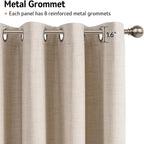 100% Blackout Shield Linen Blackout Curtains for Bedroom, Oatmeal Grommet Curtains for Living Room, Thermal Insulated Room Darkening Drapes for Nursery, Boho Home Decor, 50" W x 63" L, 2 Panels