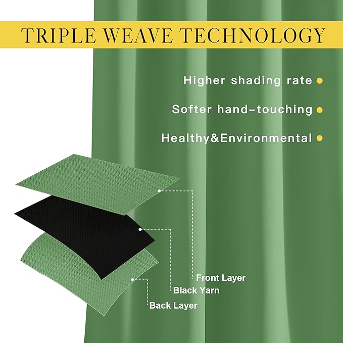 NICETOWN Blackout Curtains for Boys Room - Thermal Insulated Solid Grommet Room Darkening Curtains/Panels/Drape for Bedroom (Forest Green, 1 Pair, 46 by 72-Inch)