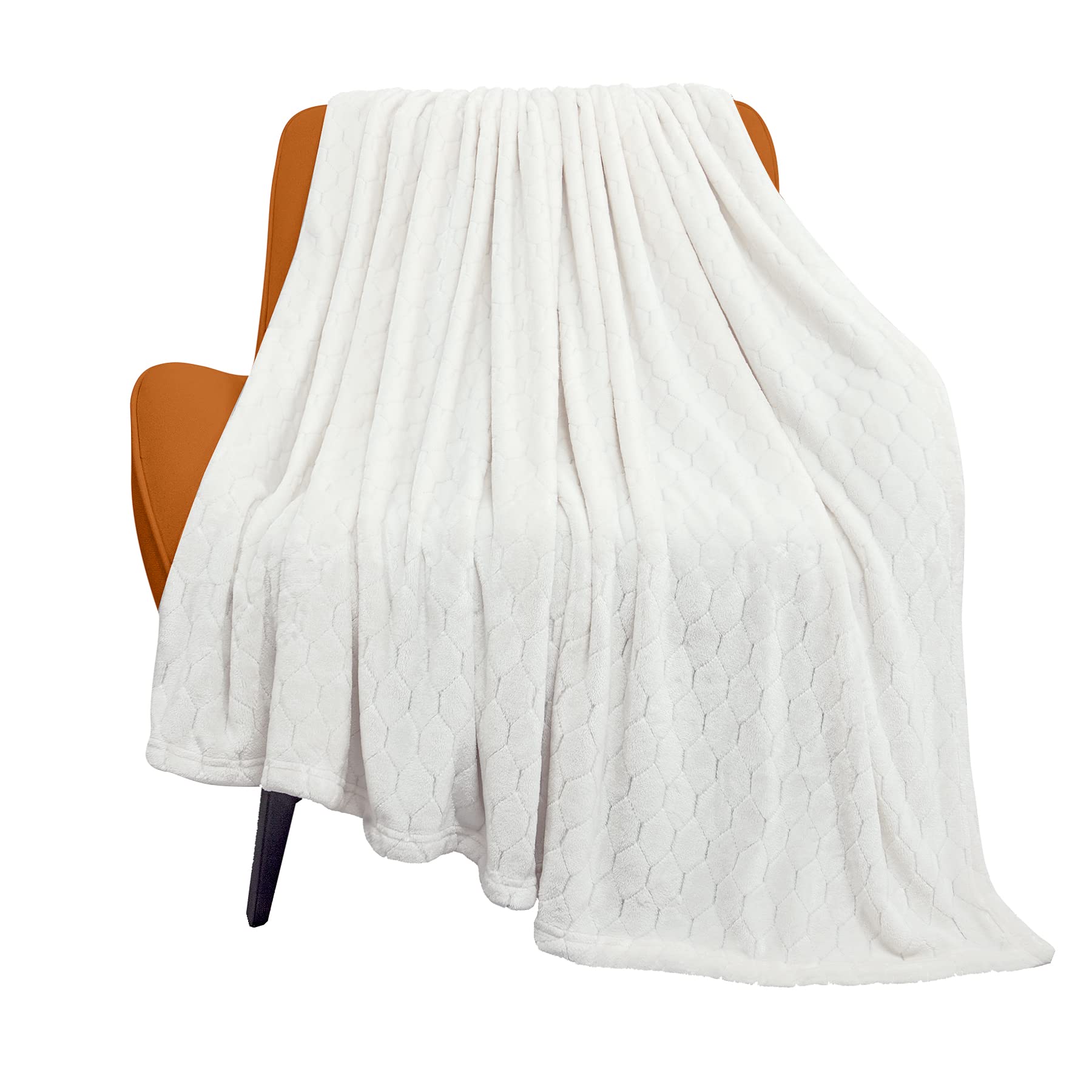 TOONOW Fleece Blanket Fuzzy Plush Throw Blanket 50" x 60", Super Soft Fluffy Bed Blanket Geometric Pattern Comfy Microfiber Flannel Blankets for Couch, Bed, Sofa, Cream White