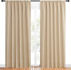 NICETOWN Room Darkening Curtains for Bedroom - Triple Weave Home Decoration Thermal Insulated Solid Drapes for Patio Door (Biscotti Beige, Set of 2 Panels, 62 x 84 Inch)