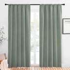 NICETOWN Window Curtains Blackout Drapes - Thermal Insulated Solid Rod Pocket Blackout Curtains/Draperies for Living Room (Sage Green, One Pair, 52 by 84-Inch)