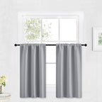 RYB HOME Kitchen Blackout Curtains Over Sink 36 inch Length, Rod Pocket Summer Light UV Blocking Energy Efficient, Cabinet Shelf Cupboard Coverings, Width 29 by Length 36, Silver Grey, 2 Panels