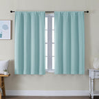 Simplebrand Ava Aqua Short Blackout Curtains for Bedroom 45 Inches Long 2 Panels Set, Solid Thermal Insulated, Energy Saving Window Treatment Curtains Blackout Drapes, W40 x L45 Inch, Aqua