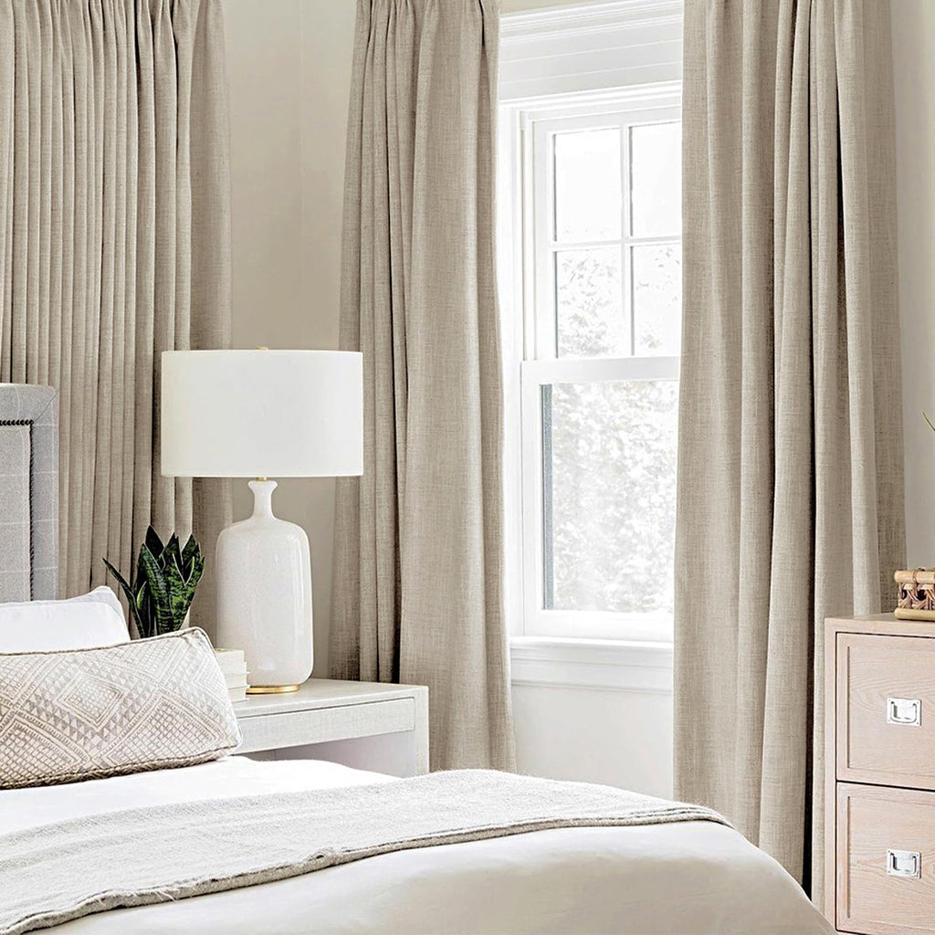 MIULEE 100% Blackout Linen Curtains for Bedroom 52x108 Inches Stone