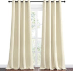 NICETOWN Beige Room Darkening Curtains 90" Long for Boho Farmhouse Home Decoration, Window Treatment Total Privacy Drape Panels for Bedroom Living Room (55" Wide, Set of 2)