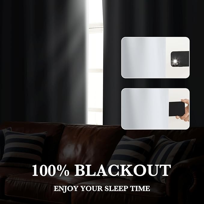 RYB HOME Short White 100% Blackout Curtains for Small Window