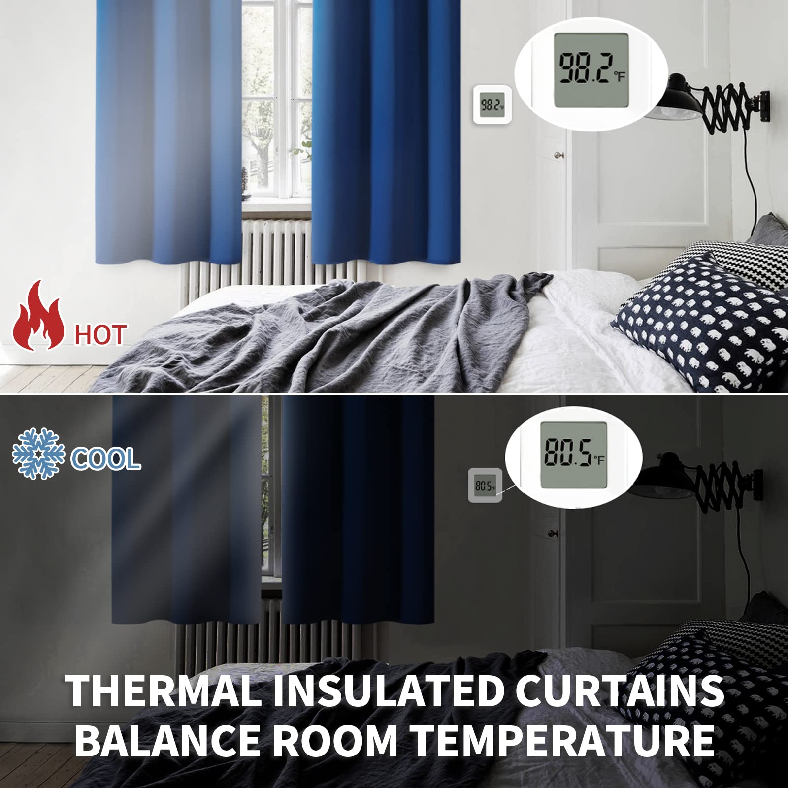 BGment Royal Blue Blackout Curtains for Bedroom 63 Inch Long - 2 Panels