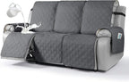 VANSOFY Waterproof Recliner Couch Covers, Sofa Covers 1-Piece Washable Reclining Sofa Cover Non-Slip Furniture Protector with Elastic Straps Pocket for Dogs, Pets(Dark Gray,3 Seater)