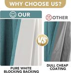 H.VERSAILTEX Primitive Linen Curtains 100% Blackout Curtain Drapes Burlap Fabric Curtains with White Thermal Insulated Liner, Grommet Top Curtain Living Room/Bedroom (2 Panels, 42 x 45 Inch, Teal)