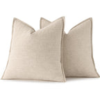 MIULEE Decorative Linen Pillow Covers 20x20 Inch Natural Beige