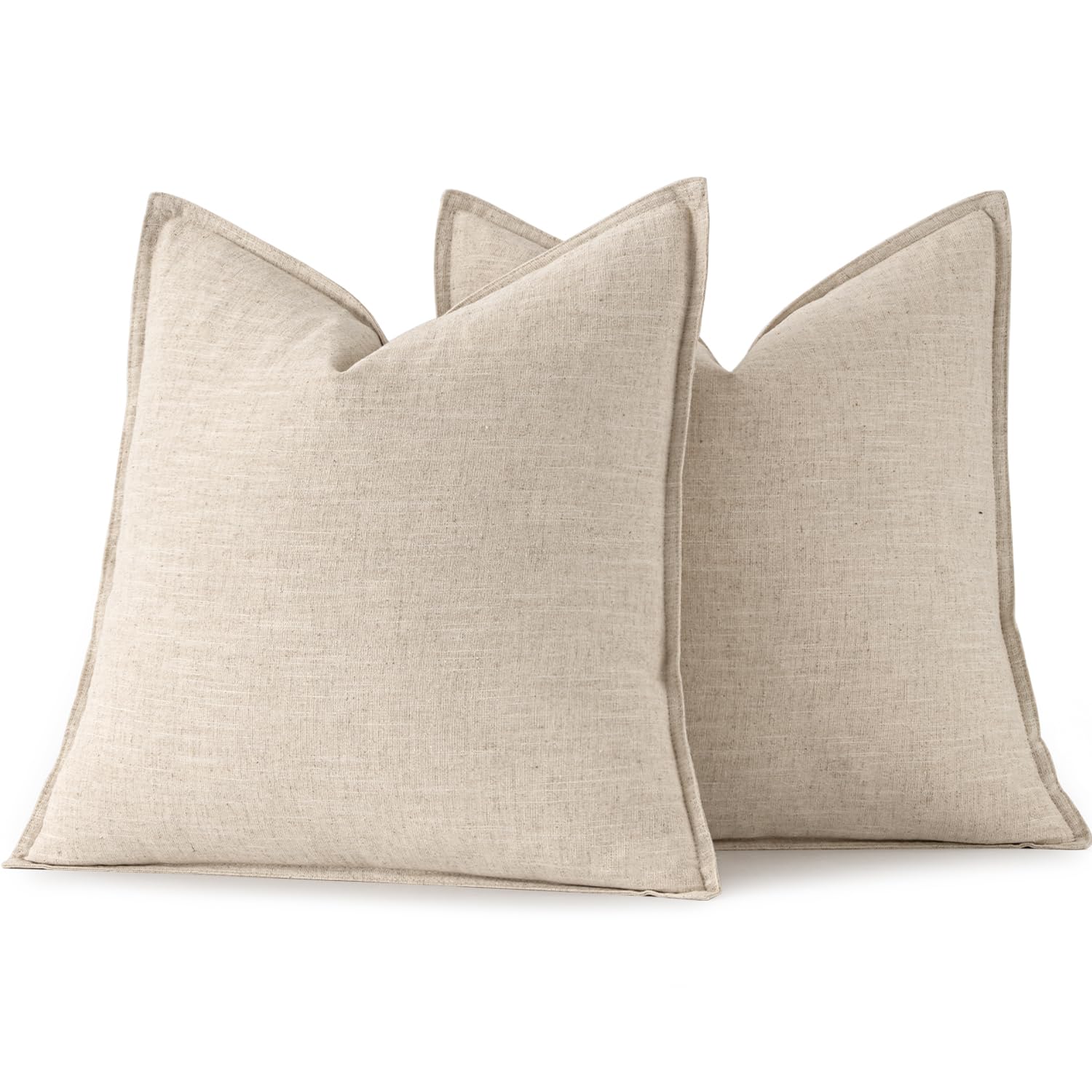 MIULEE Decorative Linen Pillow Covers 20x20 Inch Natural Beige