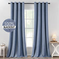 MIULEE 100% Blackout Linen Curtains for Bedroom 52x120 Inches Stone Blue