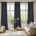MIULEE Dark Grey Blackout Curtains for Bedroom Living Room 96 Inches Long 2 Panels, Thermal Insulated Room Darkening Drapes Solid Grommet Noise Reduction Light Blocking Window Treatments 40x96 Inch