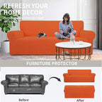 Easy-Going Stretch Chair Sofa Slipcover 1-Piece Couch Sofa Cover Furniture Protector Soft with Elastic Bottom for Kids, Pet. Spandex Jacquard Fabric Small Checks (Chair, Orange)