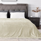 BEDELITE 3D Ribbed Jacquard Beige Blankets Queen Size for Bed, 90x90 Inch