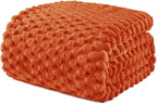 Exclusivo Mezcla 3D Fleece King Size Blanket for Bed, Burnt Orange