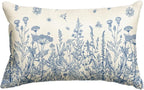 AVOIN colorlife Wildflowers Spring Summer Blue Throw Pillow Cover, 12 x 20 Inch Floral Cushion Case Decoration for Home Sofa Couch