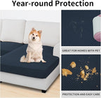 Easy-Going Stretch 3 Pieces Couch Cushion Covers for Sectional Sofa Left/Right L Shape Chaise Lounge Sofa Seat slipcover Anti-Slip Sofa Cover Soft (2 Seater + 1 Chaise, Dark Blue)