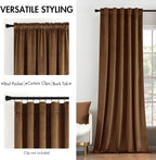 MIULEE Velvet Curtains 96 inches - Luxury Curtains for Bedroom Living Room Room Darkening Thermal Insulated Super Soft Window Drapes Rod Pocket & Back Tab, Brown, W52 x L96 inches, 2 Panels