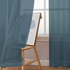 OWENIE Dusty Blue Sheer Curtains 90 Inches Long 2 Panels Set for Living Room Bedroom, Light Filtering Rod Pocket Clear Sheer Curtain 2Pcs, Each 42" W x 90" L, Total 84 Inch Width