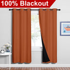 NICETOWN Full Shade Curtain Panels, 37" Wide x 70" Long, Burnt Orange, Pair of Thermal Insulated & Energy Efficiency Blackout Drapes for Living Room, Lined Silky Performance Window Dressing