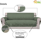 Easy-Going Reversible Couch Cover, 3 Cushion Sofa, Greyish Green/Beige