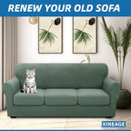 XINEAGE New 4 Pieces Couch Covers for 3 Cushion Couch Super Stretch Thick Soft Sofa Cover Anti Slip Sofa Slipcover Dogs Cats Furniture Protector (Pea Green, 71"-91")
