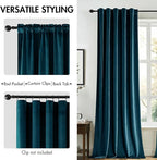 MIULEE Blue Velvet Curtains 84 inches 2 Panels - Luxury Room Darkening Curtains for Bedroom Living Room Thermal Insulated Super Soft Window Drapes Rod Pocket & Back Tab, Peacock Blue