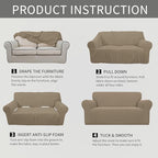Easy-Going Stretch Oversized Loveseat Slipcover 1-Piece Sofa Cover Furniture Protector Couch Soft with Elastic Bottom for Kids Polyester Spandex Jacquard Fabric Small Checks Natural