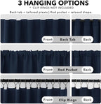 Deconovo Blackout Curtains, Thermal Insulated, W38 x L45 2 Panels, Back Tab, Machine Washable, Room-Darkening Drapes for Bedroom/Living Room Navy Blue