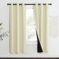 NICETOWN Living Room Completely Shaded Draperies, Privacy Protection & Noise Reducing Ring Top Drapes, Black Lined Insulated Window Treatment Curtain Panels (Beige, 2 Pieces, W37 x L70)