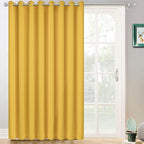 Yakamok Extra Wide Blackout Curtain for Sliding Glass Door, Grommet Thermal Insulated Room Divider Curtain 100W x 84L inch, Room Darkening Patio Curtain,8.3ft Wide x 7ft Tall, 1 Panel,Mustard Yellow