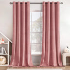 MIULEE Blush Pink Velvet Curtains Thermal Insulated Soundproof Room Darkening Long Blackout Curtains Grommet Window Black Out Drapes for Home Theatre/Girls Room/Wedding Decor 96 Inch Length Set of 2