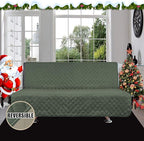 Easy-Going Reversible Couch Cover, Large Futon Sofa, Greyish Green/Beige