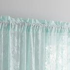 YJ YANJUN Vintage Lace Curtains 84 Inches Long-Victorian Floral Pattern Aqua Sheer Curtain Panels for Living Room Bedroom,Light Filtering, Memaid Beachy Drapes 2 Panels 52W x 84L Mint Green