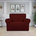 Easy-Going Stretch Oversized Chair Sofa Slipcover 1-Piece Couch Sofa Cover Furniture Protector Soft with Elastic Bottom for Kids Spandex Jacquard Fabric Small Checks Wine