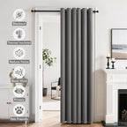 MIULEE Blackout Door Curtain Set of 2, 34 x 80 Inch Grey Thermal Insulated Room Divider Drapes with Grommet Top for Privacy Cover, Living Room, Bedroom, Closet & Temporary Doorway