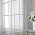 Aiyufeng Light Grey Sheer Window Curtains 63 Inches Long 2 PCS- Rod Pocket Living Room Curtain Panels Voile Textured Soft and Lightweight Window Treatments for Bedroom Decor, 40W x 63L Inches