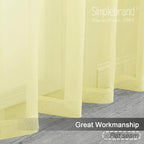 Simplebrand Light Yellow Short Sheer Curtains 45 Inch Length for Small Windows, Rod Pocket 2 Panels Set Solid Voile Drapes Window Sheer Curtains for Bedroom Bathroom Kids Room Kitchen, 42x45 Inch