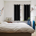 BGment Short Curtains for Small Window 54 Inch Long - Black 2 Panels