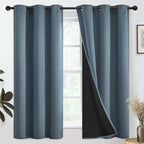 SimpleHome 100% Blackout Curtains for Bedroom,Thermal Insulated Stone Blue Grommet Window Drapes Room Darkening Curtains for Living Room with Black Back,38 x 63 Inch,2 Panels