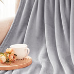 Exclusivo Mezcla Fleece Blanket Twin Size for Bed, Super Soft and Warm, All Season, Cozy, Plush, Lightweight, 90x66 Inches, Light Grey