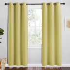 NICETOWN Paler Yellow Room Darkening Curtains for Kitchen, Set of 2, 42 inches Wide by 78 inches Long, Window Treatment Thermal Insulated Solid Grommet Room Darkening Curtains/Drapes for Bedroom