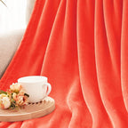 Exclusivo Mezcla Fleece Throw XL Blanket for Couch, Sofa, Super Soft and Warm Coral Orange Blankets, All Season, Cozy, Plush, Lightweight, 50x70 Inches